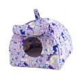 thumbnail image 3 of Casa de nido de pájaros cálidos de invierno, carpa de lecho de cueva de escondite, cabaña de cobertizo para pájaros colgando hamaca para loros, azules Violeta, 3 of 9