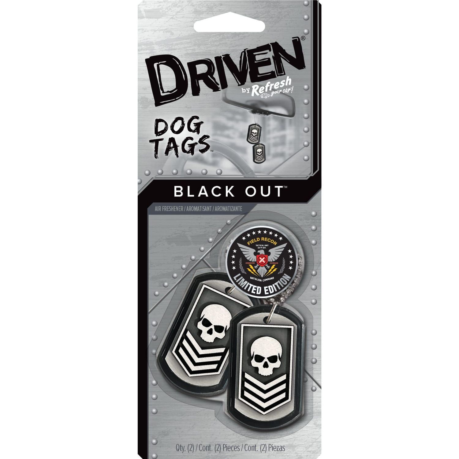Driven by Refresh your car! Dog Tags Novelty Black Out Scent, Air Freshener, 1 Pack