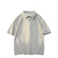 thumbnail image 1 of Blusa y camisa de manga corta con cuello vuelto para hombre, informal, de verano, de color liso, con botones, de manga corta, deportiva, de poliéster, 1 of 8