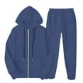 thumbnail image 5 of Busydd Sweatsuits Women 2 Piece Outfit Solid Color Tracksuits Long Sleeve Zip Up Hoodies Jogger Pants with Pockets Casual Loose Vacation Travel Outfits for Women, 5 of 9