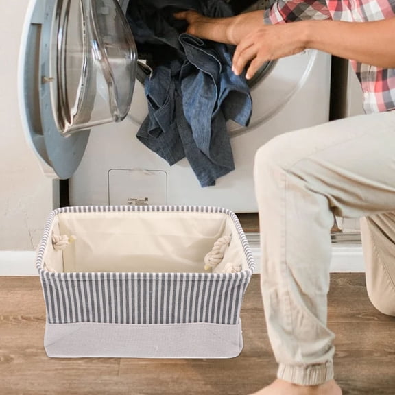 OULII Foldable Fabric Laundry Hamper with Sturdy Handle, Breathable Dirty Clothes Organizer Basket for Home Storage