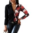 thumbnail image 1 of Camisas De Verano Camisas casuales para mujer Oficina Impreso Camisa de solapa sexy Botones Blusa superior (Rojo XL) Ygjytge para Mujer Rojo T L, 1 of 8