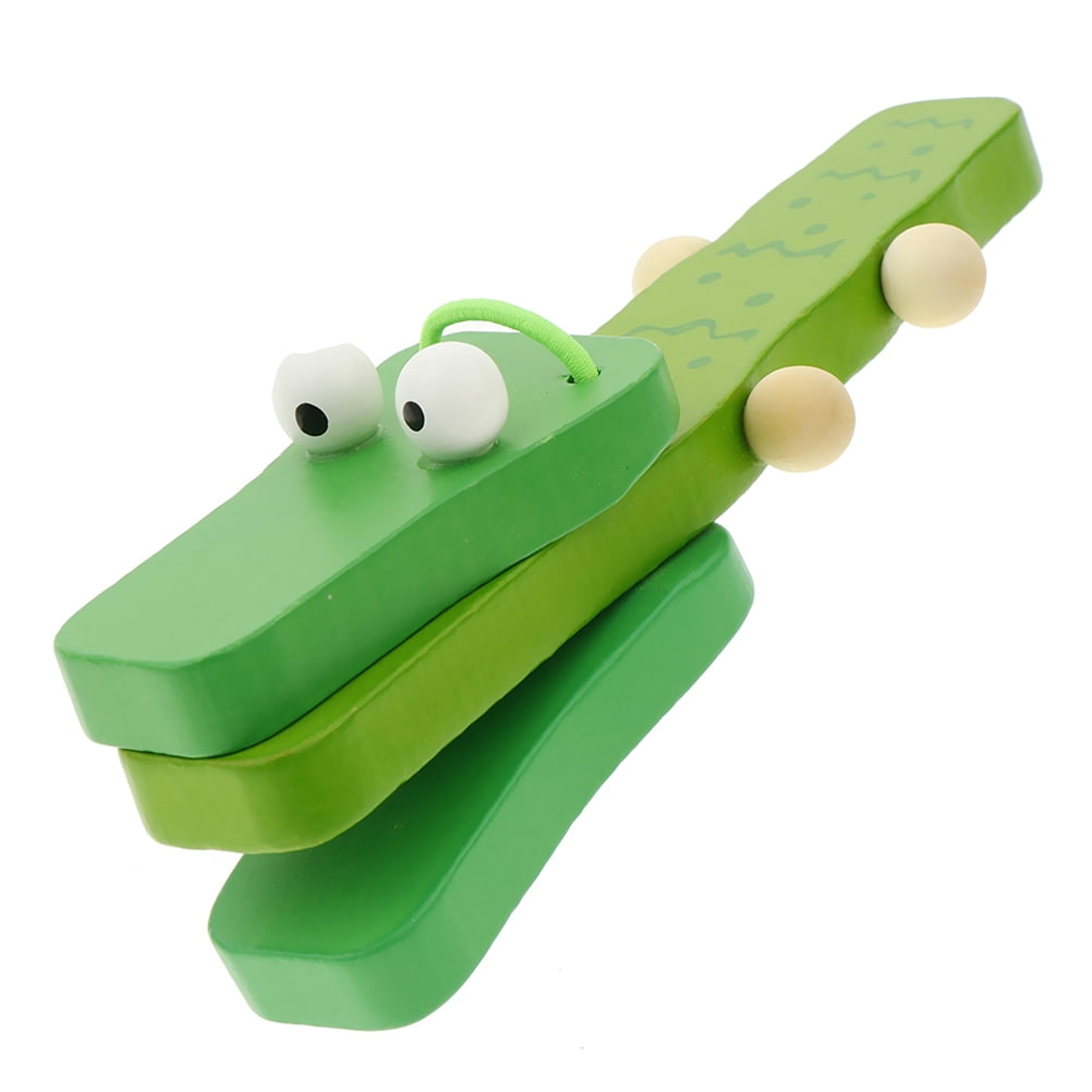 Cartoon Wooden Castanet Kids Clapper Musical Percussion Instrument Toy Green 