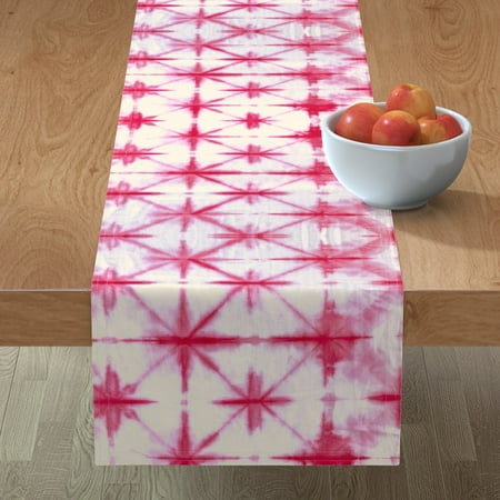 

Cotton Sateen Table Runner 108 - Shibori Diamonds Large Pink Tie Dye Boho Hippie Decor Bright Print Custom Table Linens by Spoonflower