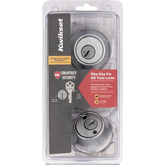 Kwikset 665 Double Cylinder Adjustable Latch Deadbolt with SmartKey Satin Chrome