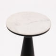 thumbnail image 4 of Modern White Marble Top Accent Table with Brushed Black Pedestal Base – Contemporary Round Side Table for Living Room, Bedroom, or Entryway, 4 of 7