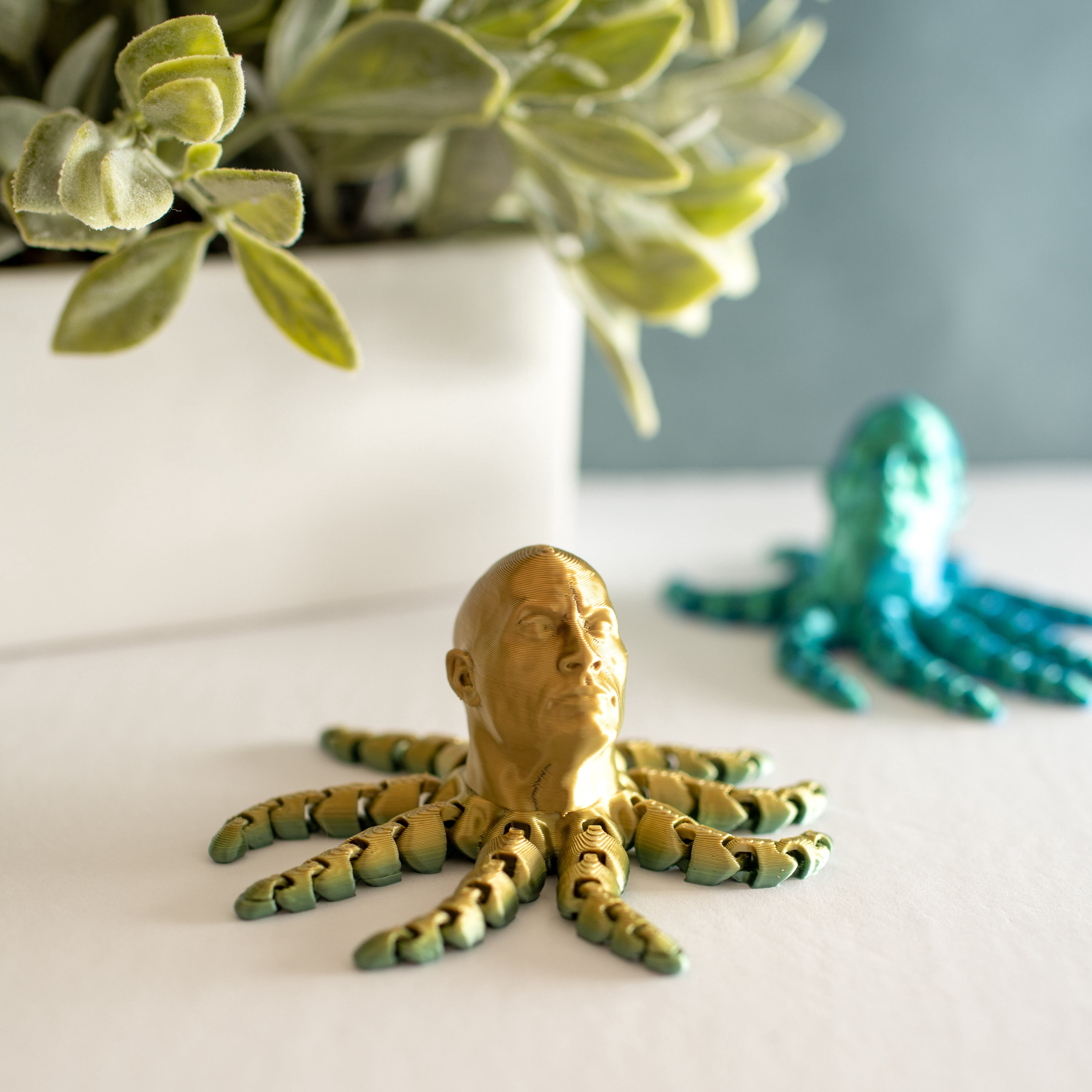 The Rocktopus Flexible Articulating 3D Printed Companion - Dwayne "The Rock" Johnson Inspired Octopus Figurine