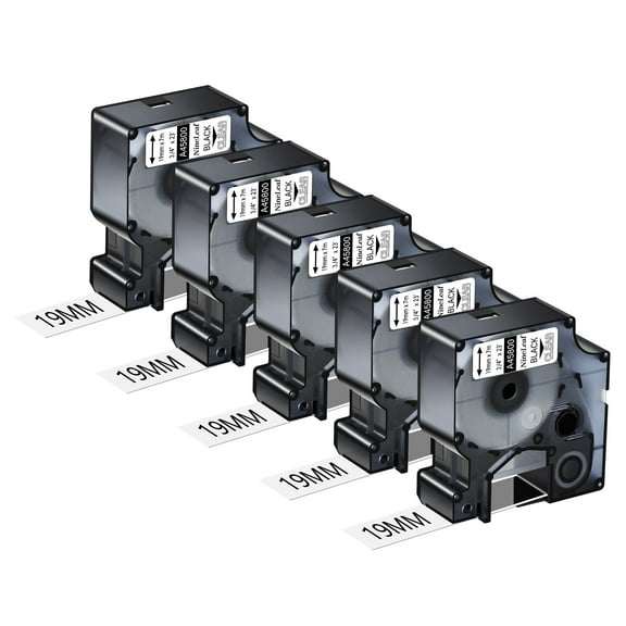 NineLeaf 5PK Compatible for DYMO D1 45800 3/4" x 23' (19mm x 7m) Black on Clear Label Maker Tape for Label Manager 450 450D Label Maker