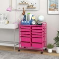 thumbnail image 2 of Costway 12-Drawer Rolling Storage Cart with 2 Sizes Plastic Drawers Hot Pink, 2 of 10