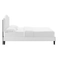 thumbnail image 5 of Twin Size Platform Bed Classic White Velvet Camelback Design Headboard, 5 of 7
