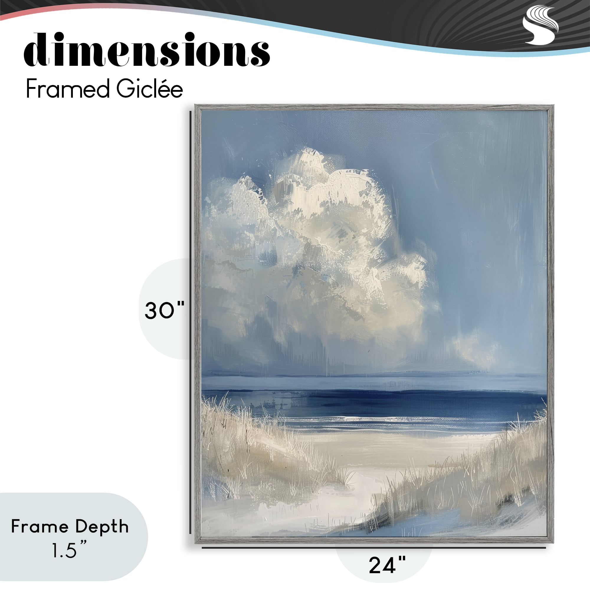 Stupell Industries Dark Waters Ahead Gray Framed Giclee Art, design by Petal Prints Design