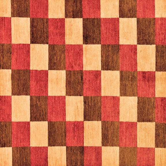 Ahgly Company Indoor Square Checkered Orange Modern Area Rugs, 3' Square