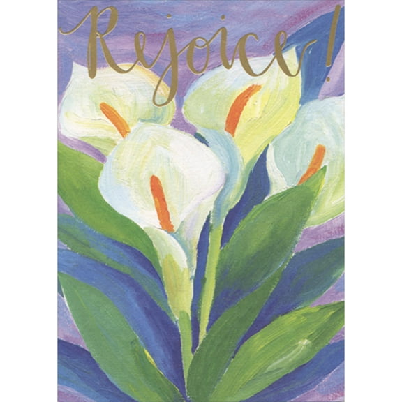 RSVP Rejoice: Watercolor Lilies on Purple Background Religious Easter Card