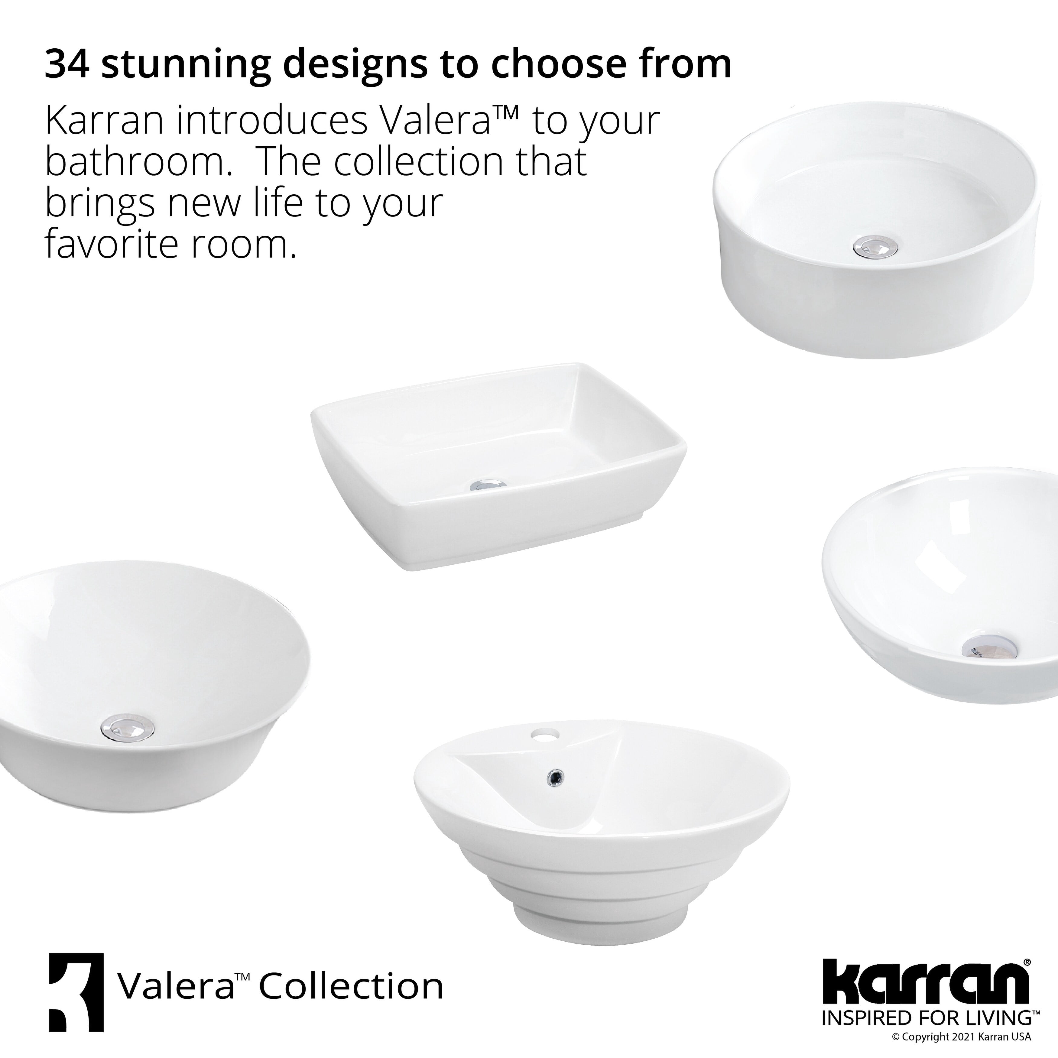 Karran Usa VC-202-WH Valera 21-1/8" Rectangular Vitreous China Drop In Bathroom Sink -