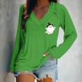 thumbnail image 2 of MVRLSH Womens Tops Blouse Casual Halloween Dark Terrifying Fashion Printed Comfortable Tees Loose Fit Blouses Green - M, 2 of 5