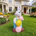 thumbnail image 4 of Easter Egg Holding Bunny Resin Statue, Cute Easter Bunny Decor for Home and Garden, Cartoon Spring Easter Decorations Figurine for Easter Festival Outdoor Display, 2.4*4.7in, B, 4 of 6