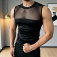 thumbnail image 7 of YLSDY Men's Sheer Mesh Panel Sleeveless Top, Slim Fit Transparent Tank with Solid Underlayer for Night Out Black Free Size, 7 of 7