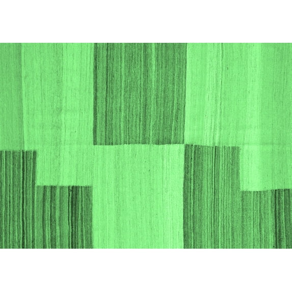 Ahgly Company Indoor Rectangle Abstract Emerald Green Contemporary Area Rugs, 7' x 9'