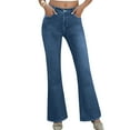 thumbnail image 5 of Women's Stretchy Mid Rise Flare Jeans Fashion Straight Leg Slim Denim Bell Bottom Long Pants, 5 of 7