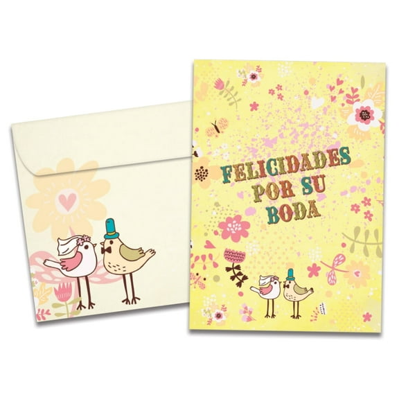 Tree-Free Greetings Wedding Greeting Card, 5x7, Felicidades Birds (GO64635)