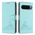 thumbnail image 2 of For Google Pixel 9 Pro XL 6.8" RFID Blocking Protective Purse Case Cat Embossed Strong Magnetic Attachment/Closure, Card Slots/Pocket, PU Leather Flip Wallet Case With Hanging Rope,Light green, 2 of 7