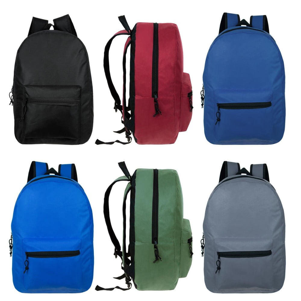 Moda West 17" Wholesale Kids Basic Black Backpack in 6 Assorted