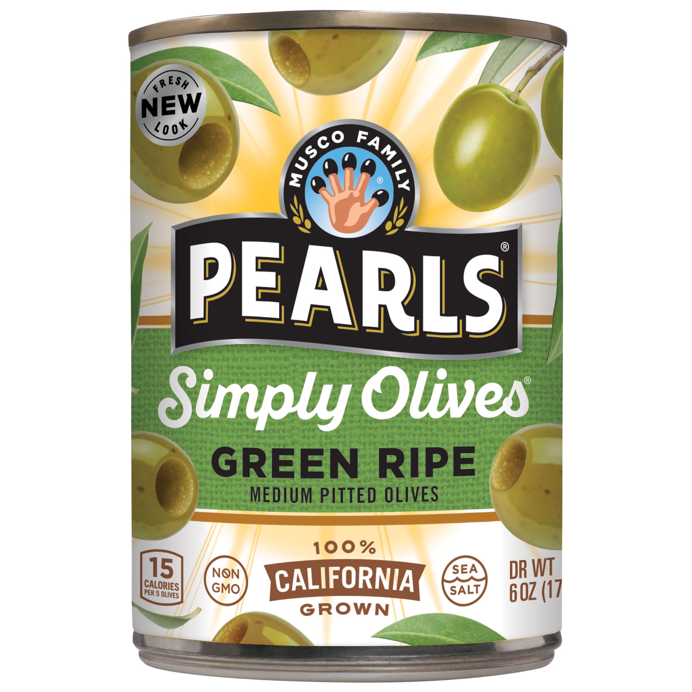 Pearls Simply Olives Green Ripe Medium Pitted California Olives 6