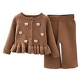 thumbnail image 3 of THDHVS Newborn Girl Outfits,Toddler Outfits for Girls,Kid's and Girls' Fashion Bear Button Sweater Knitted Pants Two Piece Set Long Sleeve Round Neck Top/Shirt Set Coffee 6-8 Years, 3 of 7