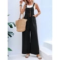 thumbnail image 6 of Women'S Bib Overalls Casual Loose Fit Jumper Adjustable Strap Wide Leg Jumpsuits with Pockets Black L, 6 of 10
