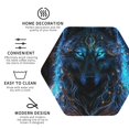 thumbnail image 3 of Honeii Cool Blue Light Wolf print Leather Coaster Set of 4, ideal for safeguarding your furniture from drinks spills and effortless cleanup-Hexagon, 3 of 6