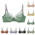 thumbnail image 2 of Fengactive No Underwire Floral Lace Bra for Women Push Up Sexy Hollow Patchwork Breathable Adjustable Daily T-Shirt Bra, 2 of 3