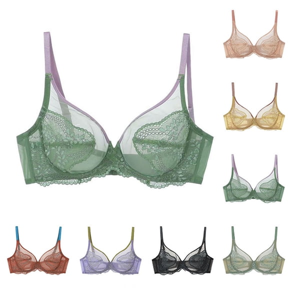 Hrsba Comfortable Bras For Women No Underwire Thin Sheer Wireless Bra Breathable Chest Lifting Everyday Bra
