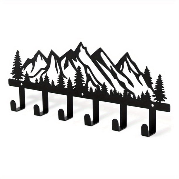 Juego de ganchos de pared metálicos con diseño de cordillera, perchas y llaveros.