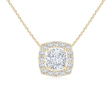ANGARA Lab Grown Cushion Diamond Floating Pendant for Women in 14K Yellow Gold (Size-4mm| Color-F-G| Clarity-VS) | April Birthstone, Anniversary, Jewelry Gift for Women | Lab-Grown Diamond Necklace