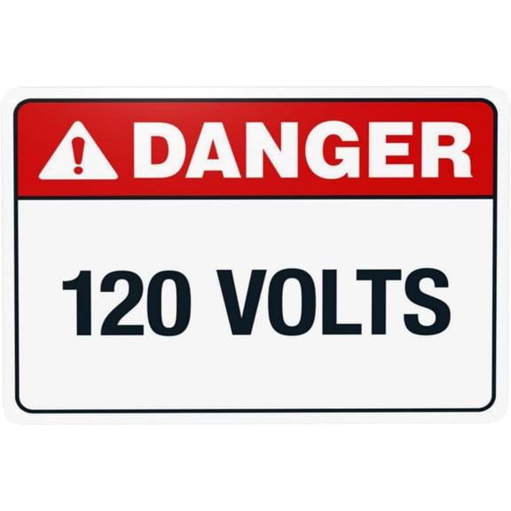 120 Volts Warning Sign, Security Safety Metal Signs, Vintage Caution Poster Wall Decor for Business Office Home Street Road Custom Use 12 x 8 Inch