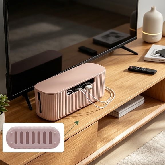 Desktop Cable Management Box, Sturdy Plastic Power Strip Organizer with Ventilation for Wires