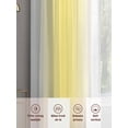 thumbnail image 7 of Lemon Yellow White Semi Sheer Curtains 63 Inch Length 2 Panels Set, Gradient Vertical Stripes Geometric Sheer Kitchen Curtain Privacy Voile Window Curtain for Living Room Bedroom Rod Pocket Drapes, 7 of 7