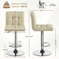 thumbnail image 5 of Topeakmart Modern PU Leather Bar Stools with Tufted Backrest and Footrest, Set of 2, khaki, 5 of 7