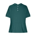 thumbnail image 6 of Timegard Womens Tops Eyelet Lapel Neck Back Button Short Sleeve Comfy Blouse Dressy Casual Tee Tops, 6 of 6