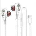 thumbnail image 1 of Auriculares intrauditivos de doble controlador, auriculares estéreo HiFi de graves con cable tipo C Auriculares intrauditivos, control Blanco, 1 of 4