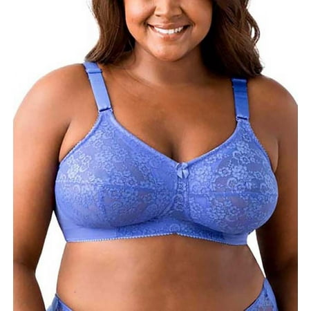 Women s Elila 1303 Lace Wireless Soft-cup Bra (Cobalt Blue 36D)