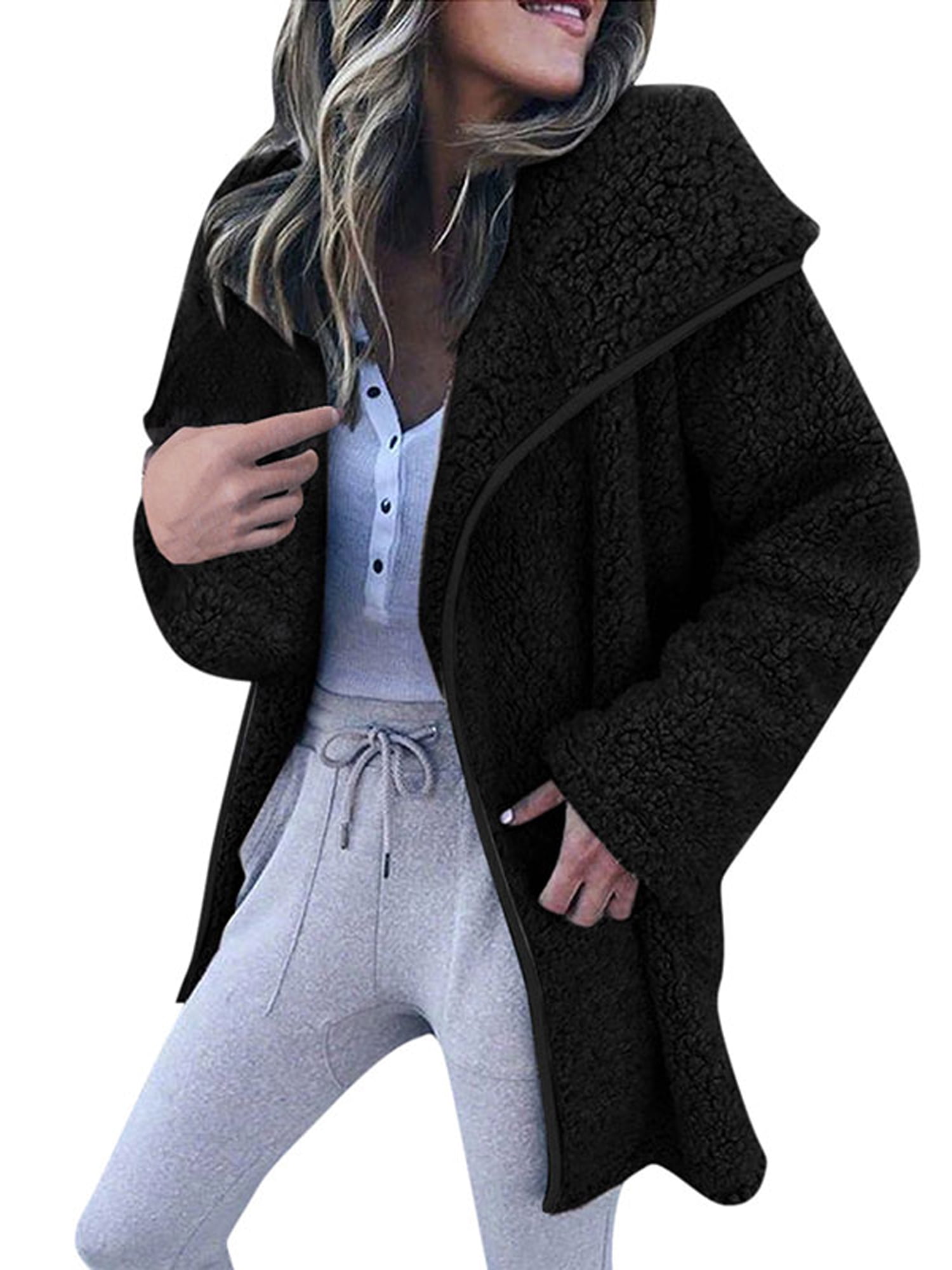Lallc Women's Winter Warm Jacket Coat Teddy Bear Plus Size Fleece