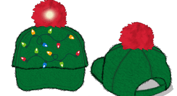 Holiday Time Green Christmas Tree Lights Sherpa Baseball Hat