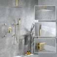 thumbnail image 5 of Shower Jets Rain Shower System with 12'' Ceiling Shower & Hand Shower, Overhead Full Body Shower System with Body Spray Jets Brushed Gold Rain Shower Set, 5 of 10