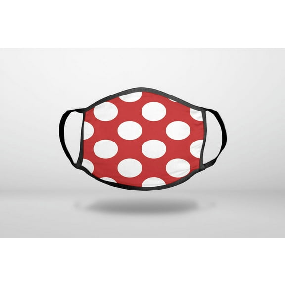 White & Red Polka Dots - 3-Ply Reusable Soft Cloth Face Covering, Unisex, Cotton Inner Layer