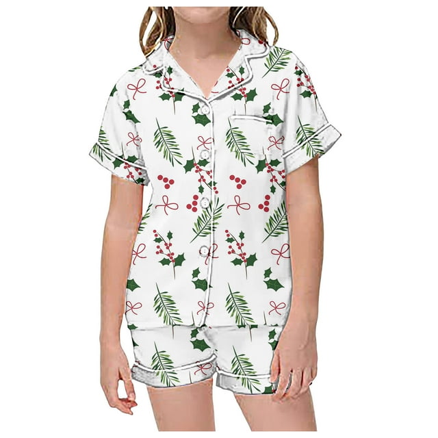 MIASHUI Pyjama Confortable pour Filles, Ensemble T-Shirt à Manches Courtes et Short Léger pour l'Été