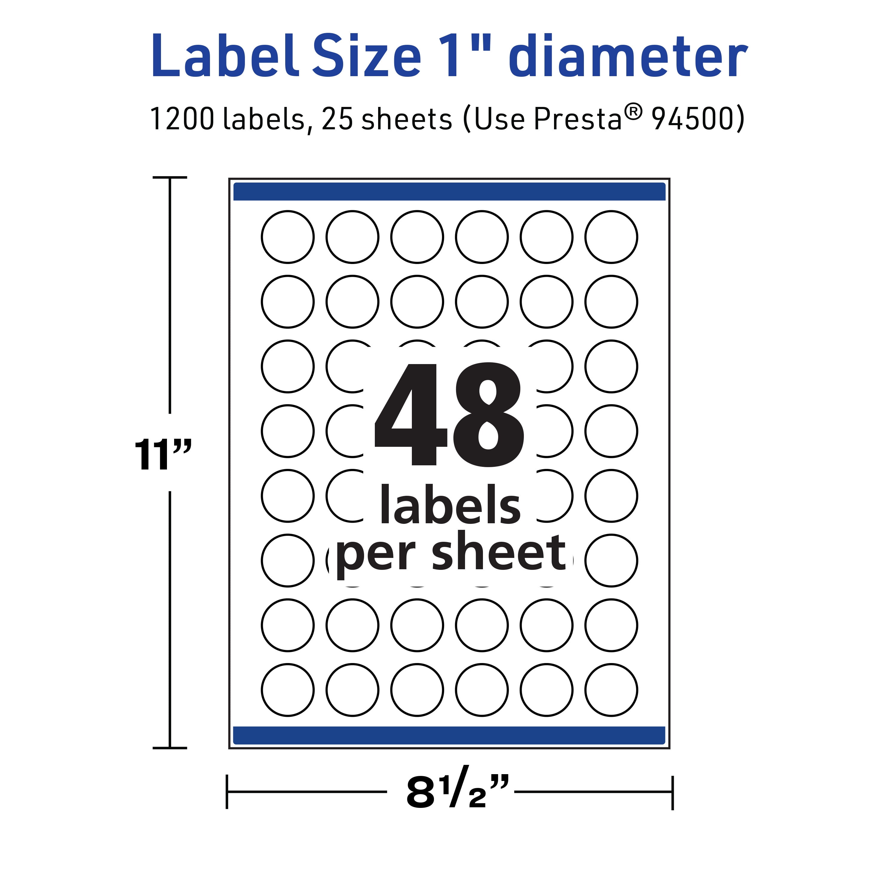 Avery TrueBlock Round Labels, 1" Diameter, 1,200ct
