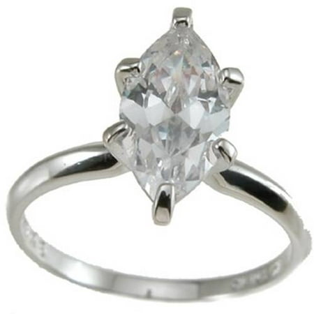 CZ Sterling Silver Marquise Solitaire Wedding Ring