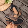 thumbnail image 2 of KIJBLAE Women's Laser Cutout Block Heel Slingbacks, Closed-Toe with Ankle Buckle, Plus Size Breathable Comfort Footwear Black 38, 2 of 9