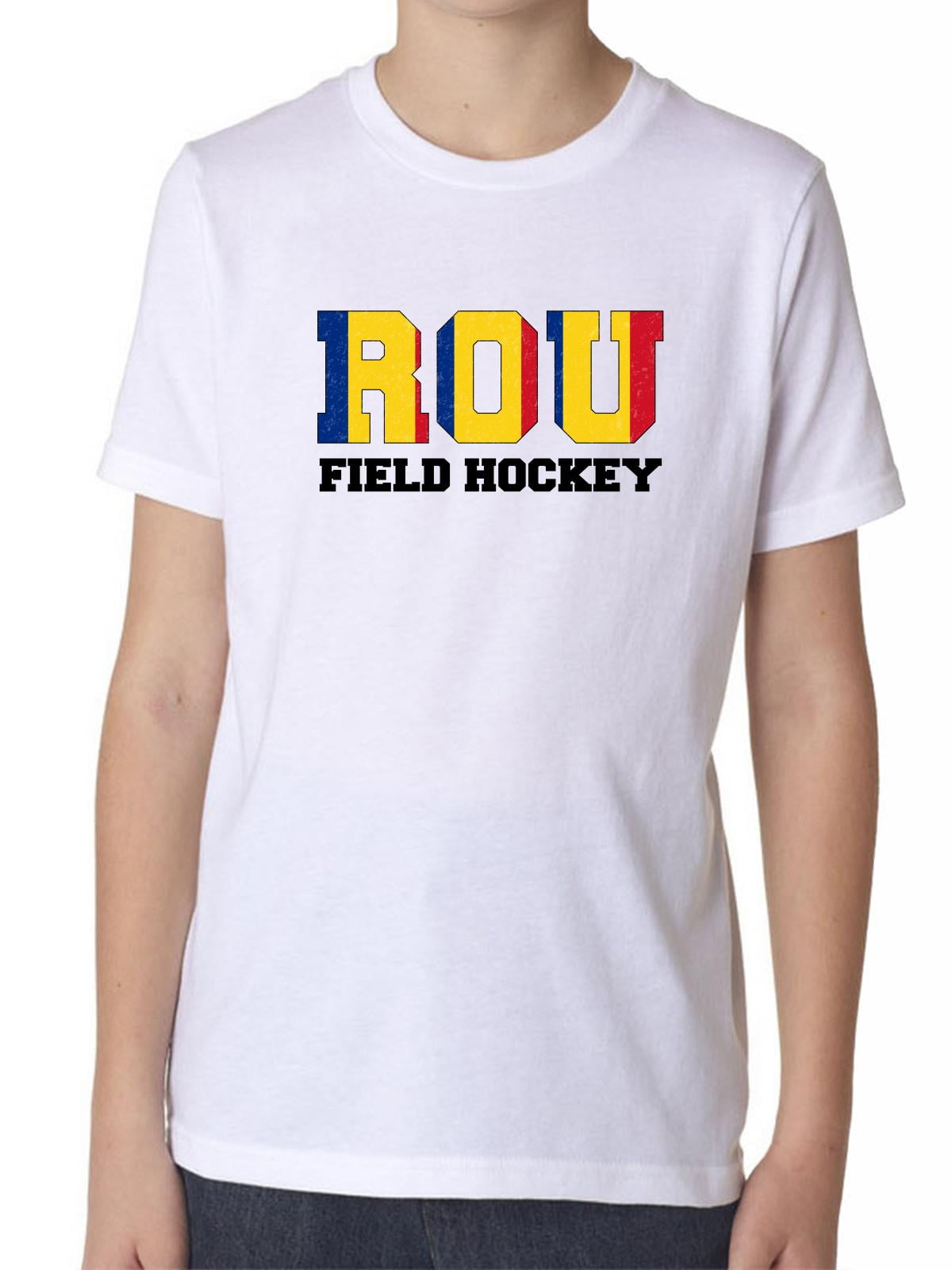 Romania Hockey Olympic Games Rio Flag Boy's Cotton Youth T-Shirt by Hollywood Thread